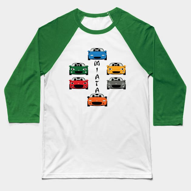 Miata Generations Baseball T-Shirt by RFROADSTER